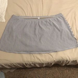 Navy and White Striped Swim Skirt